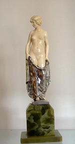 ART DECO BRONZE & IVORY BY RUISINGER